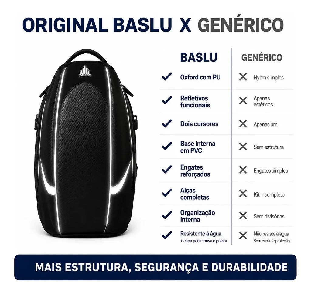 Bolsa Baslu instalada no banco traseiro da moto