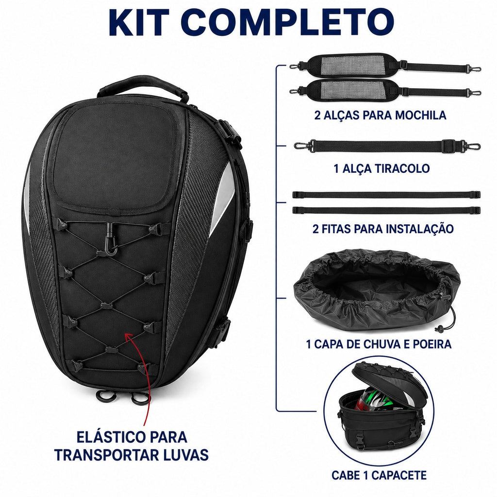 Baú mochila 37 Litros para Moto Expansível Baslu