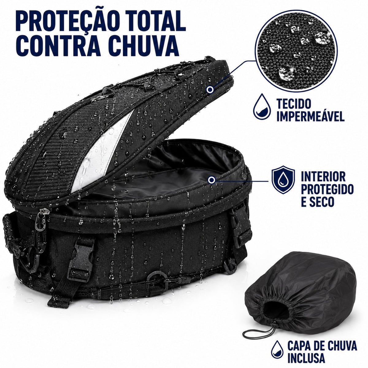 Baú mochila 37 Litros para Moto Expansível Baslu