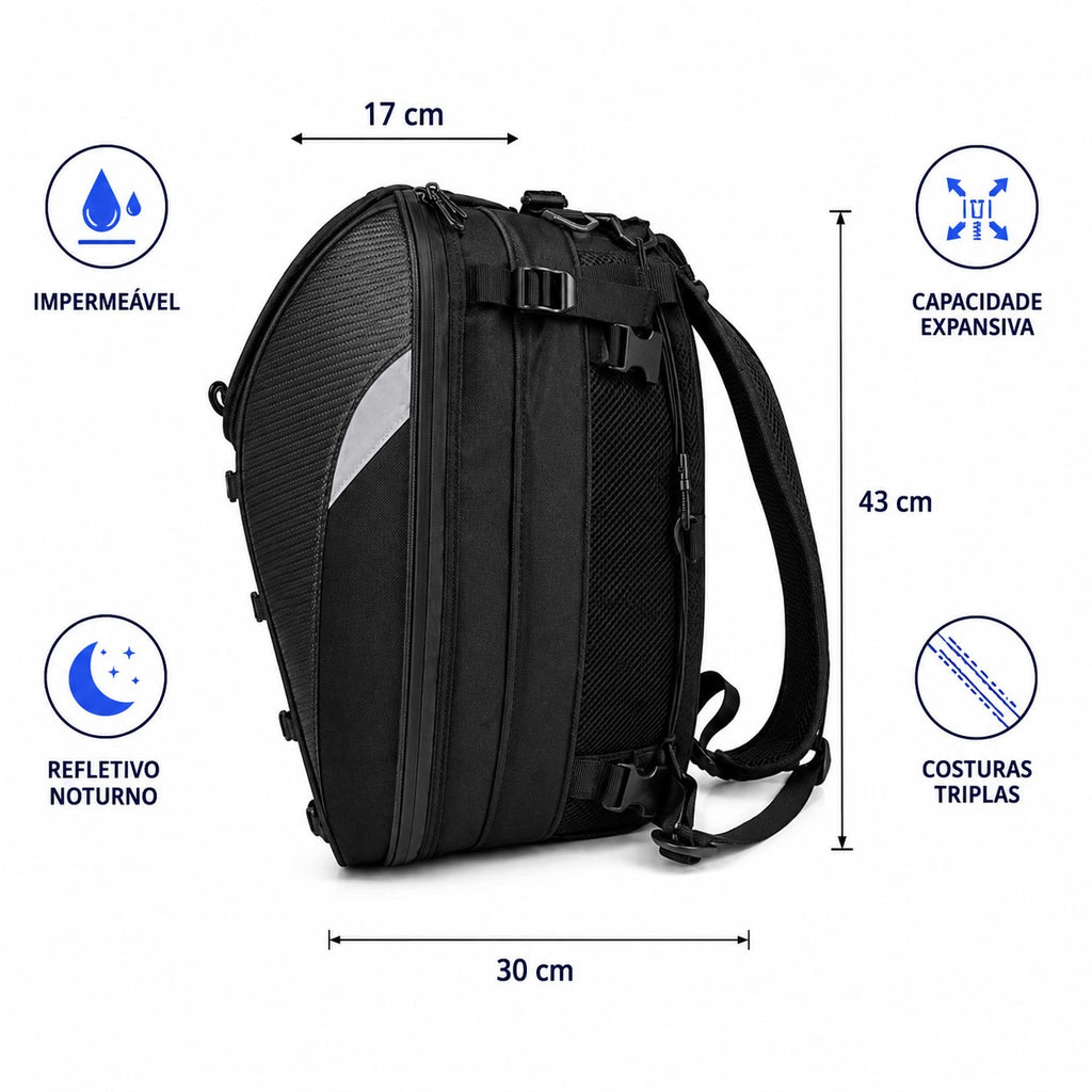 Baú mochila 37 Litros para Moto Expansível Baslu