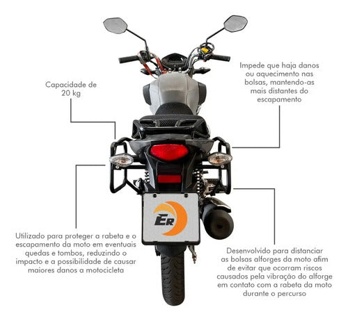 Afastador de alforge CG 160 visto na traseira da moto
