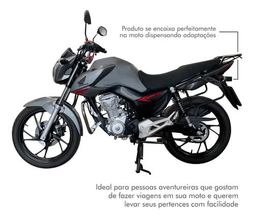 Afastador de alforge instalado na Honda CG 160, vista lateral