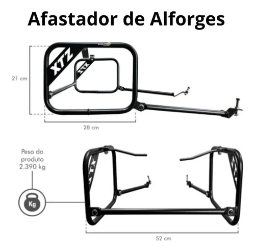 Medidas e peso do afastador de alforge Lander 250 XTZ Evolution Racing