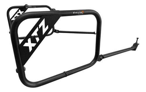 Afastador de alforge Lander XTZ 250 em aço com pintura preta fosca e placa XTZ