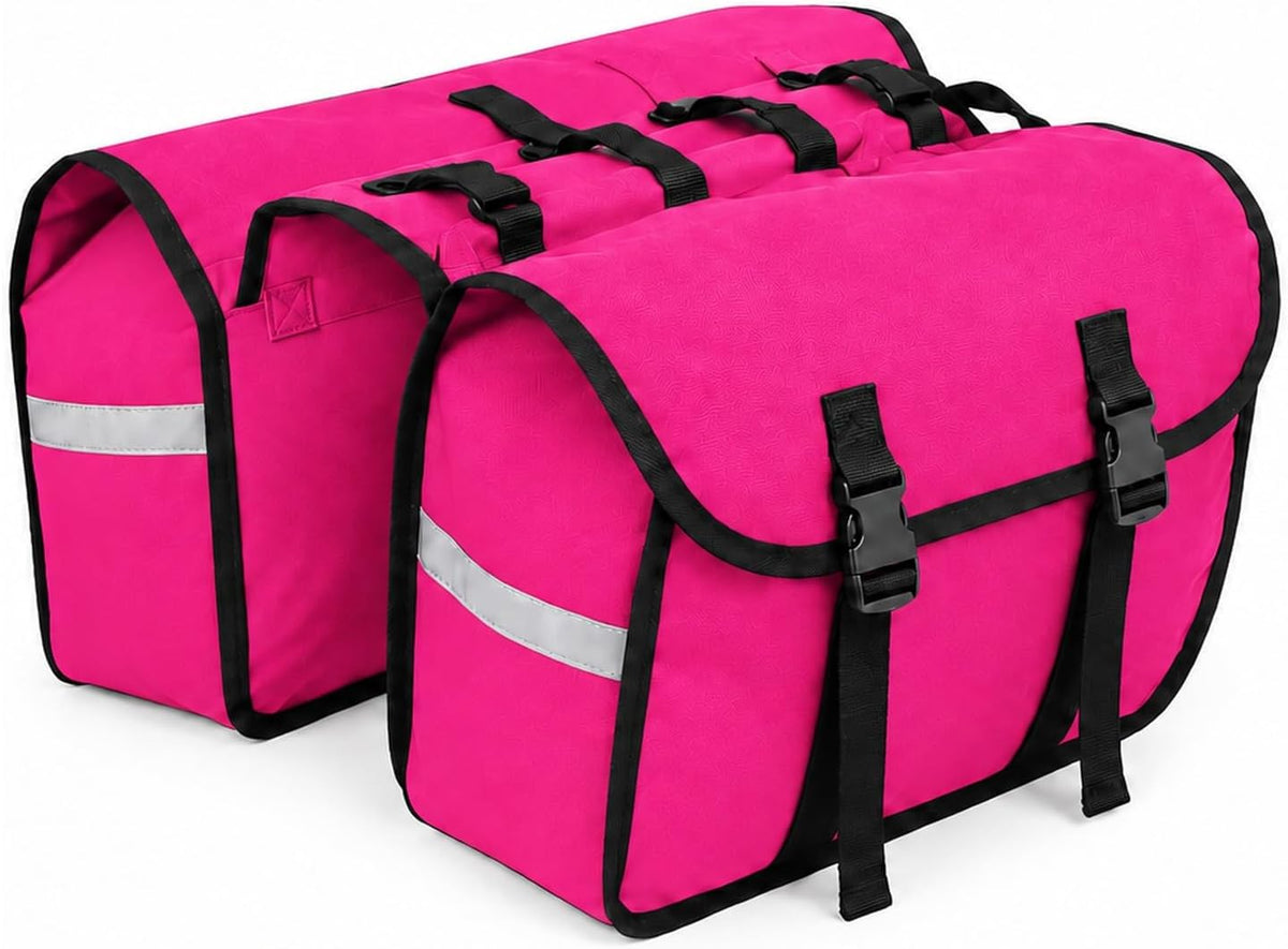 Alforge Bike 40 Litros Baslu pink, bolsa lateral dupla com faixas refletivas