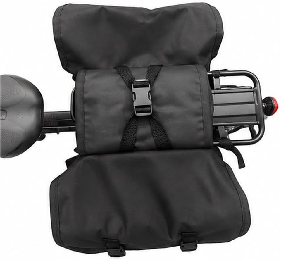 Alforge Bike 60L Baslu preto, bolsa lateral dupla para bagageiro de bicicleta