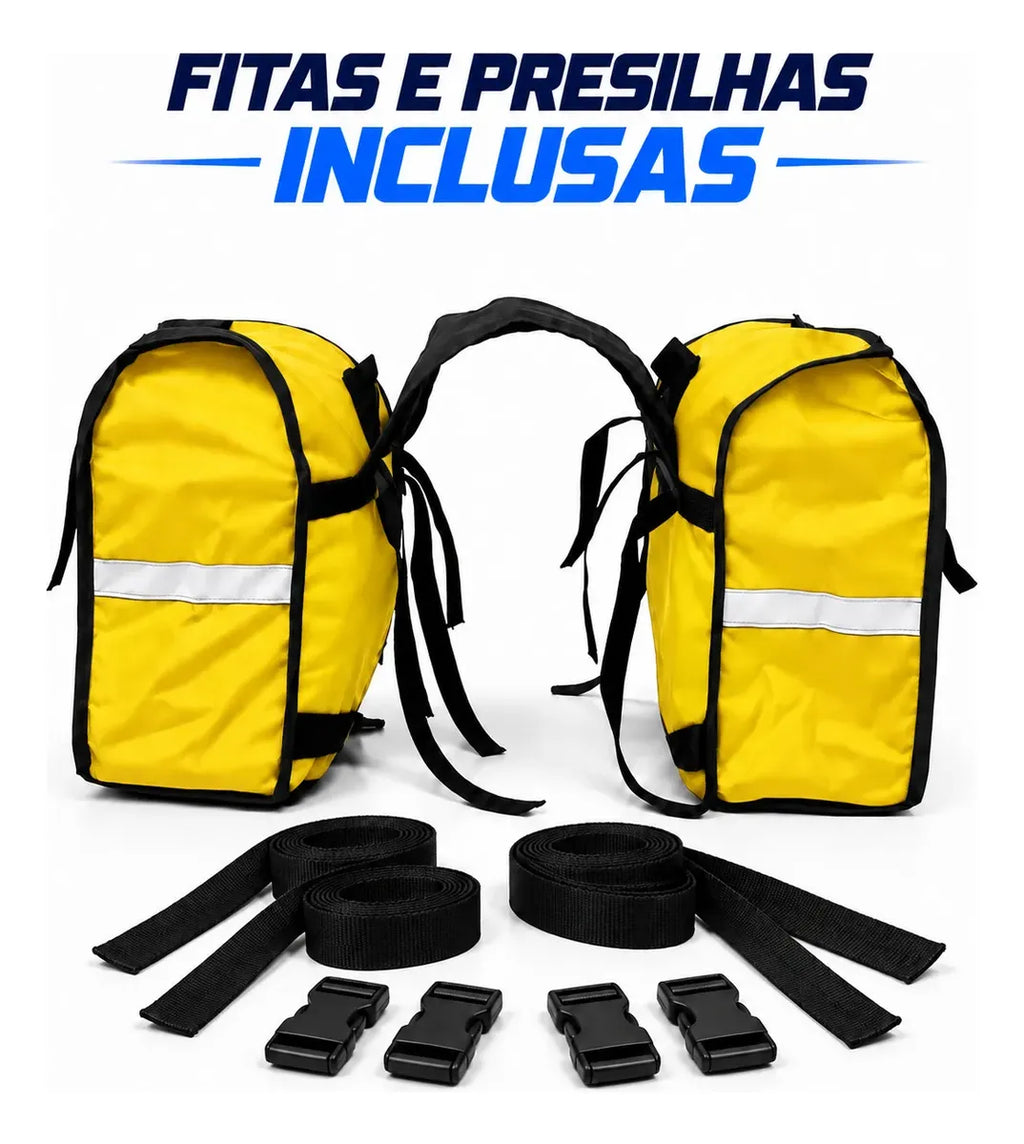 Alforje lateral 60 litros Baslu Amarelo – bolsa impermeável universal para moto – foto 4