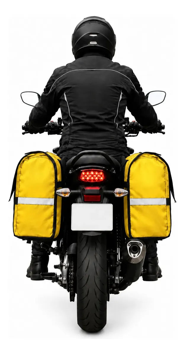 Alforje lateral 60 litros Baslu Amarelo – bolsa impermeável universal para moto – foto 8