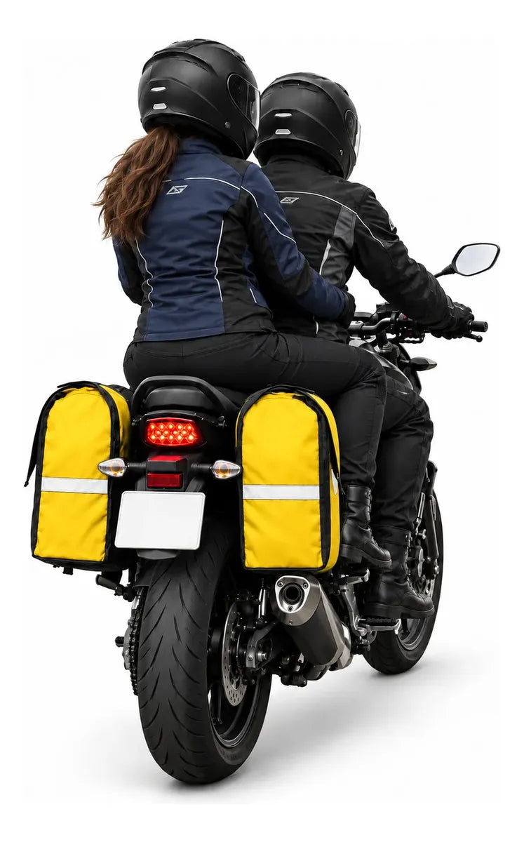 Alforje lateral 60 litros Baslu Amarelo – bolsa impermeável universal para moto – foto 9