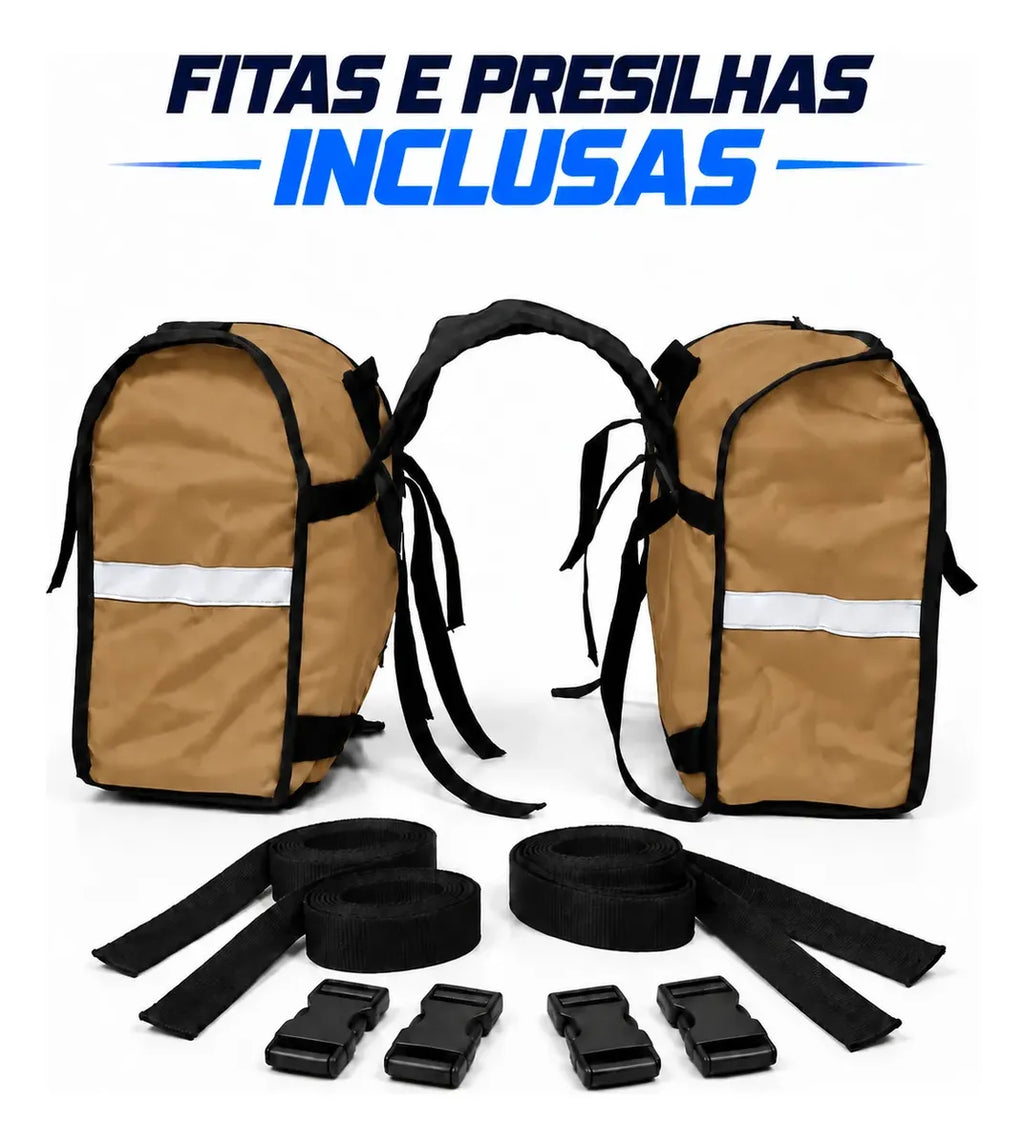 Alforje lateral 60 litros Baslu Caramelo – bolsa impermeável universal para moto – foto 3