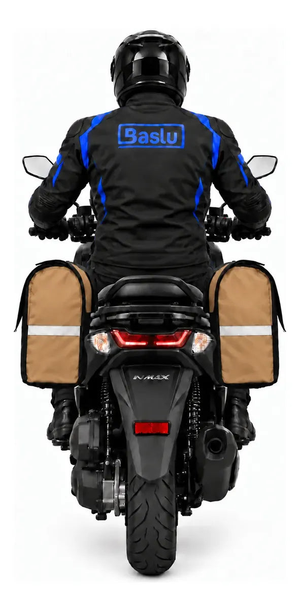 Alforje lateral 60 litros Baslu Caramelo – bolsa impermeável universal para moto – foto 7