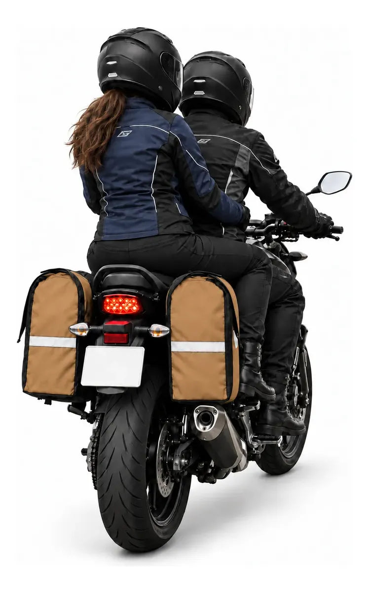 Alforje lateral 60 litros Baslu Caramelo – bolsa impermeável universal para moto – foto 8