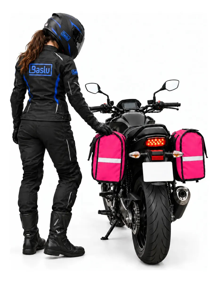 Alforje lateral 60 litros Baslu Pink – bolsa impermeável universal para moto – foto 6