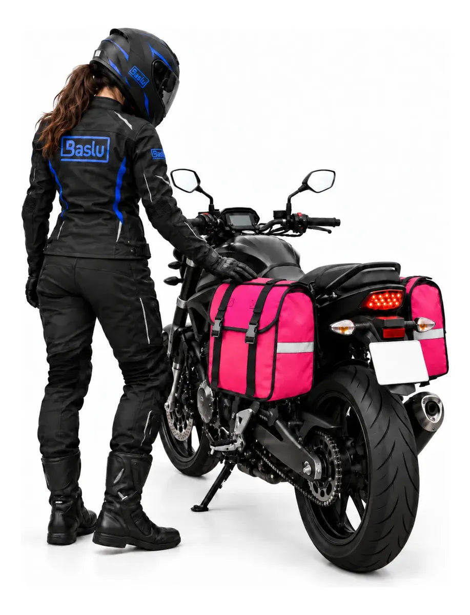 Alforje lateral 60 litros Baslu Pink – bolsa impermeável universal para moto – foto 7