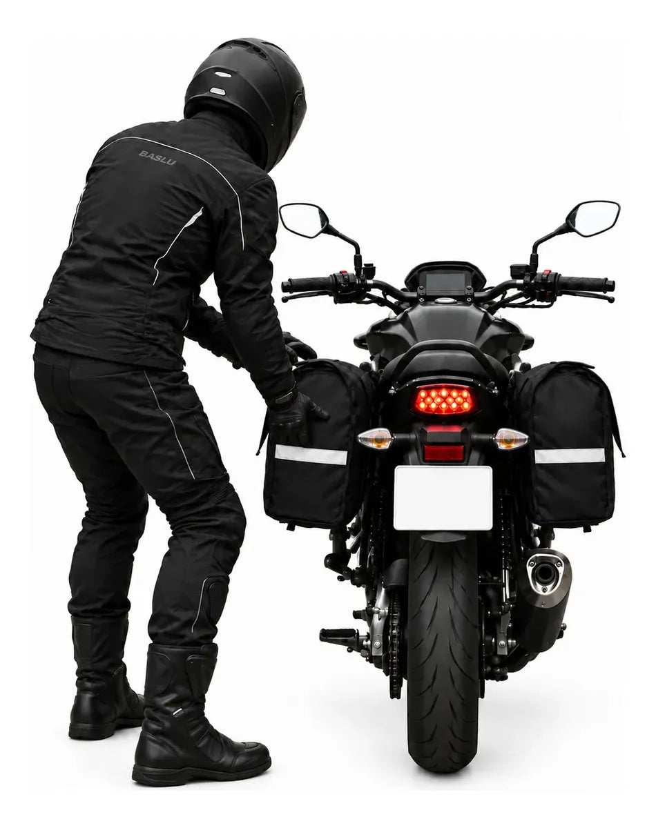 Alforje lateral 60 litros Baslu Preto – bolsa impermeável universal para moto – foto 8