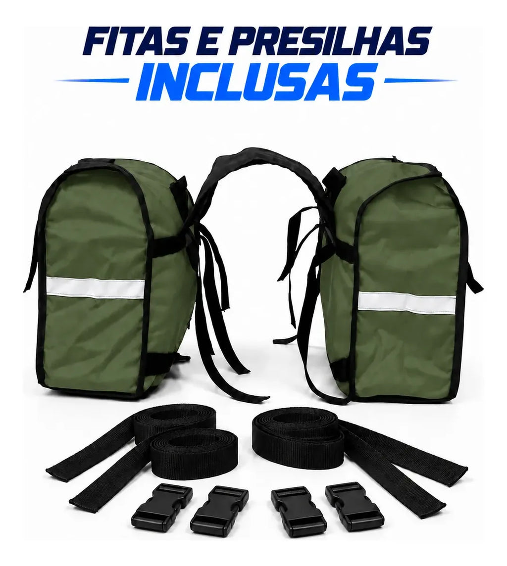 Alforje lateral 60 litros Baslu Verde Militar – bolsa impermeável universal para moto – foto 3