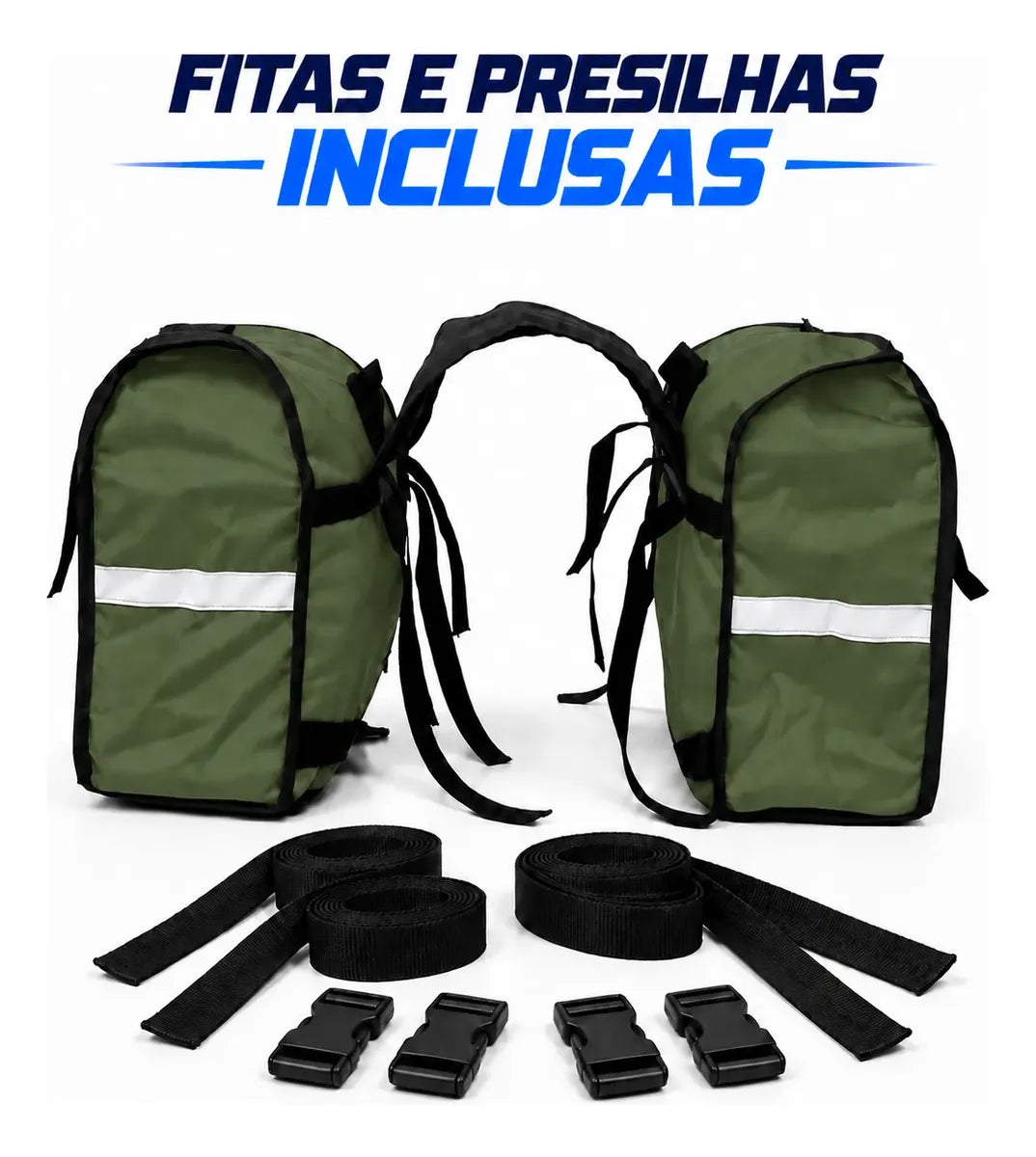 Alforje lateral 60 litros Baslu Verde Militar – bolsa impermeável universal para moto – foto 3
