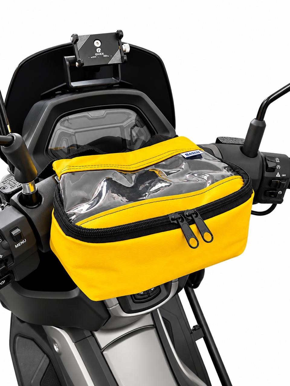 Bolsa de guidão universal para moto e scooter Baslu na cor amarela
