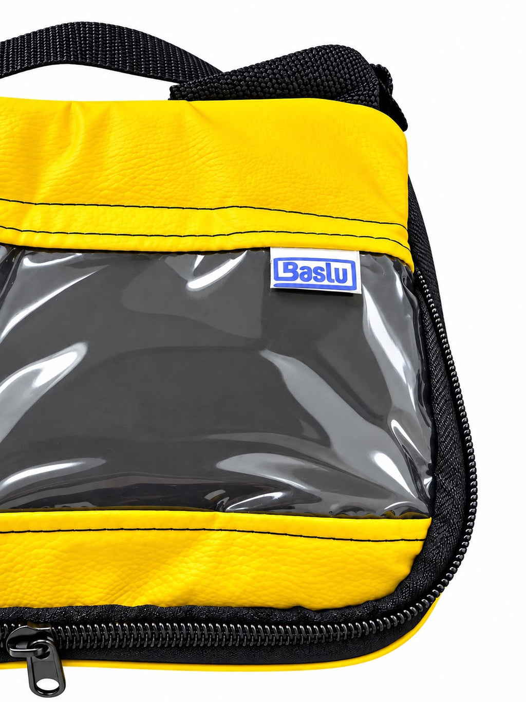 Bolsa de guidão para moto e scooter Baslu na cor amarela instalada no guidão