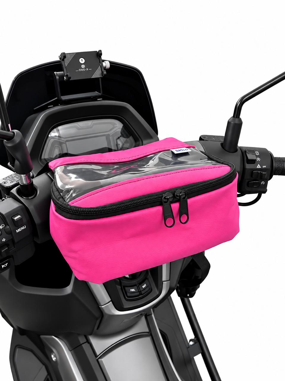 Bolsa de guidão impermeável Baslu pink com compartimento touch para celular