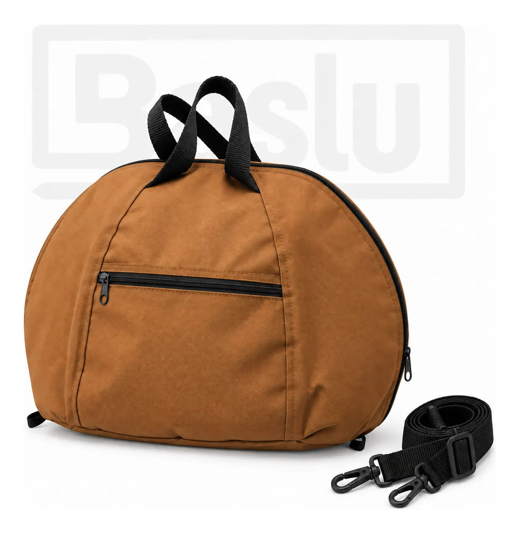 Bolsa porta capacete para moto Baslu caramelo com alça de ombro removível