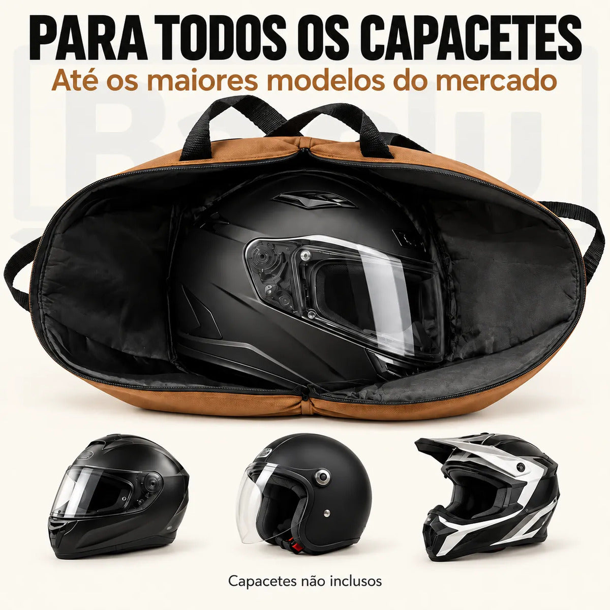 Bolsa porta capacete Baslu serve capacete fechado, aberto, articulado e de maior numeração