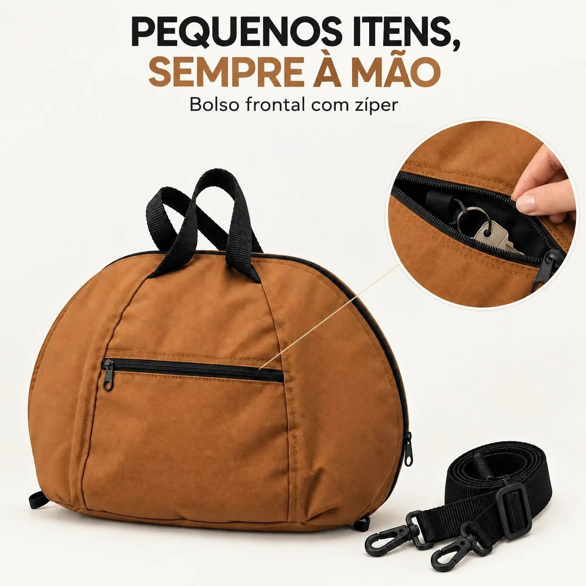 Bolso frontal com zíper da bolsa porta capacete Baslu para luvas, chaves e documentos