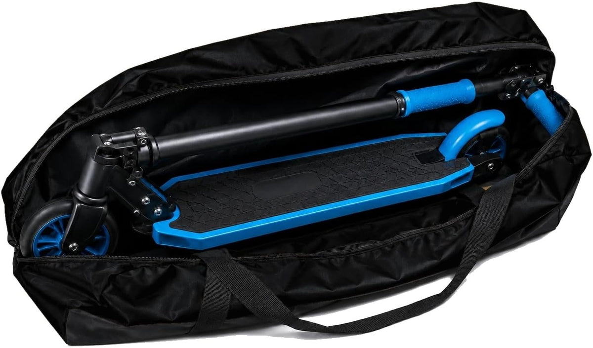 Bolsa porta patinete elétrico Baslu preta aberta com patinete dentro