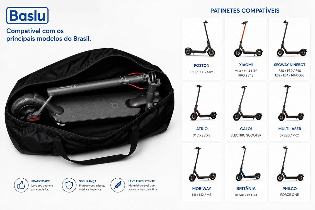 Patinetes compatíveis com a bolsa porta patinete Baslu preta