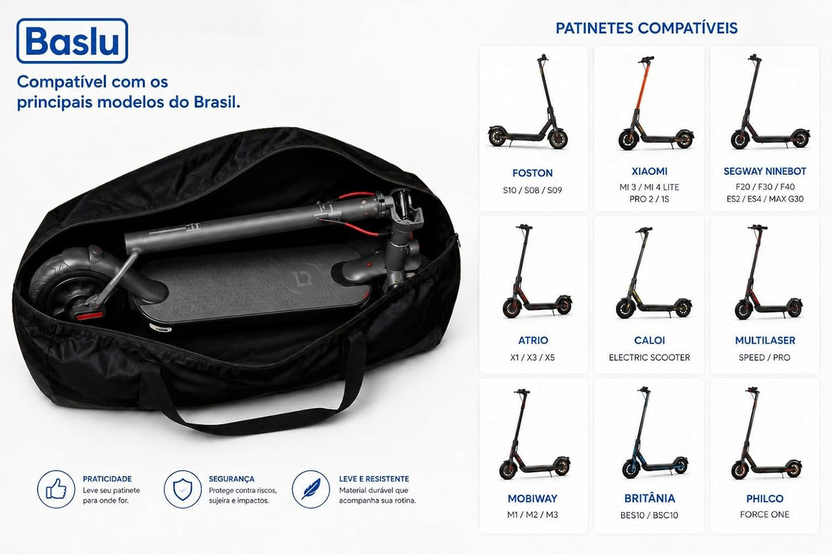 Patinetes compatíveis com a bolsa porta patinete Baslu preta