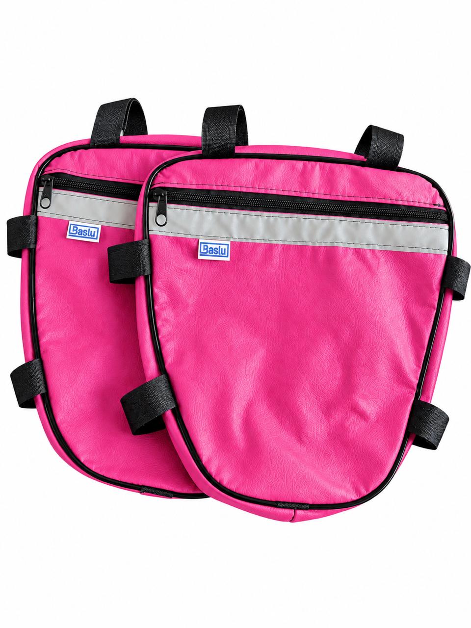 Alforje frontal para carenagem Baslu pink: par completo, vista frontal em fundo branco